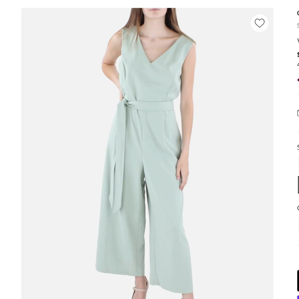 Calvin Klein Women's Crepe Sleeveless Crop Jumpsuit Light Green | Size: 8